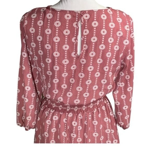 Charming Charlie Pink Mini Dress Small Puff Sleeve Lined Boho Preppy Casual - Picture 6 of 11